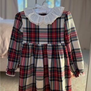 Plaid Long Sleeve Kids Formal Dress